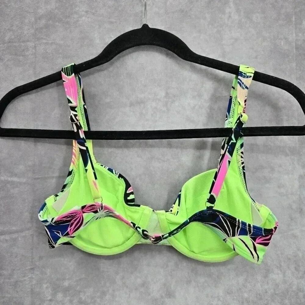 No Boundaries Green Floral Tropical Bikini Top Swimwear Padded Swimsuit Small - Picture 4 of 8